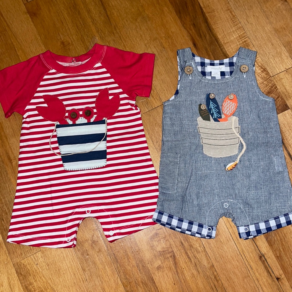 Euc Boys Mudpie Summer Outfits 0-6 Mos
